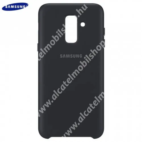  Műanyag védőtok (dupla rétegű, gumírozott) FEKETE - EF-PA605CBEGWW - Samsung Galaxy A6+ (2018) SM-A605F - GYÁRI