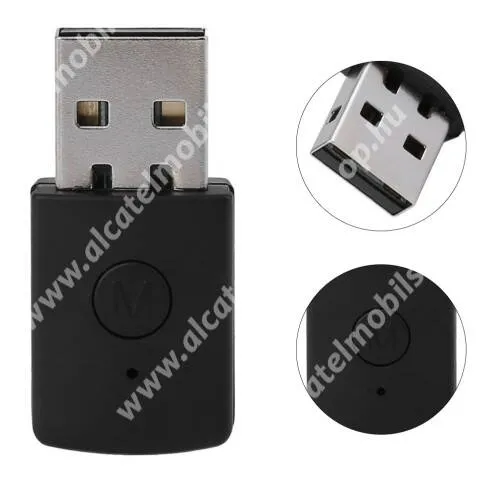 ALCATEL 1X (2018) (5059D) Bluetooth audio vevő adapter - V4.0, 3,5mm jack csatlakozóba illeszthető - FEKETE